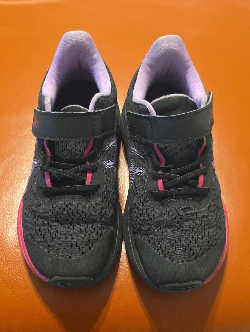 Kids Black and Pink Athletic Sneakers with Velcro Strap